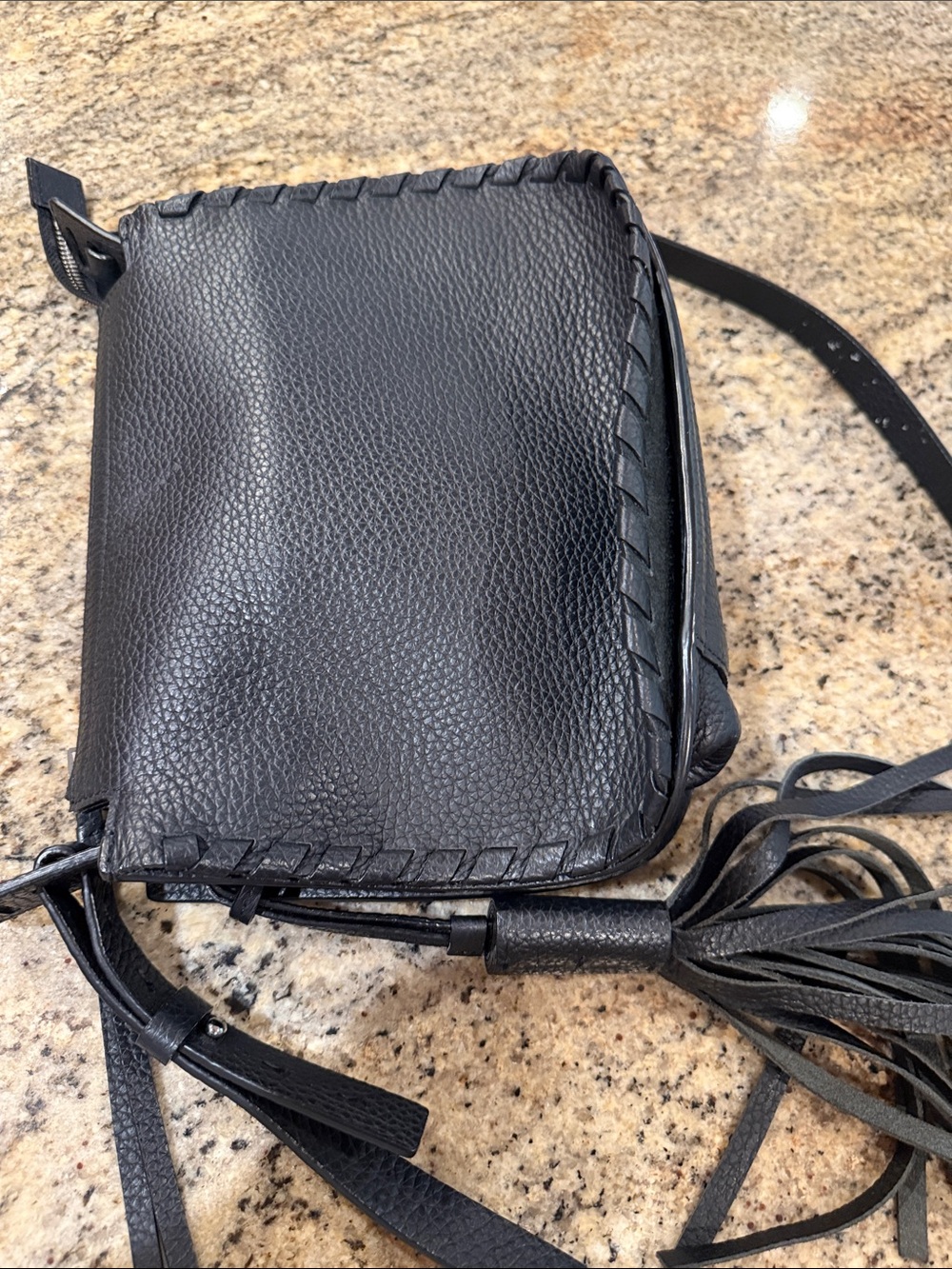 All saints black leather bag